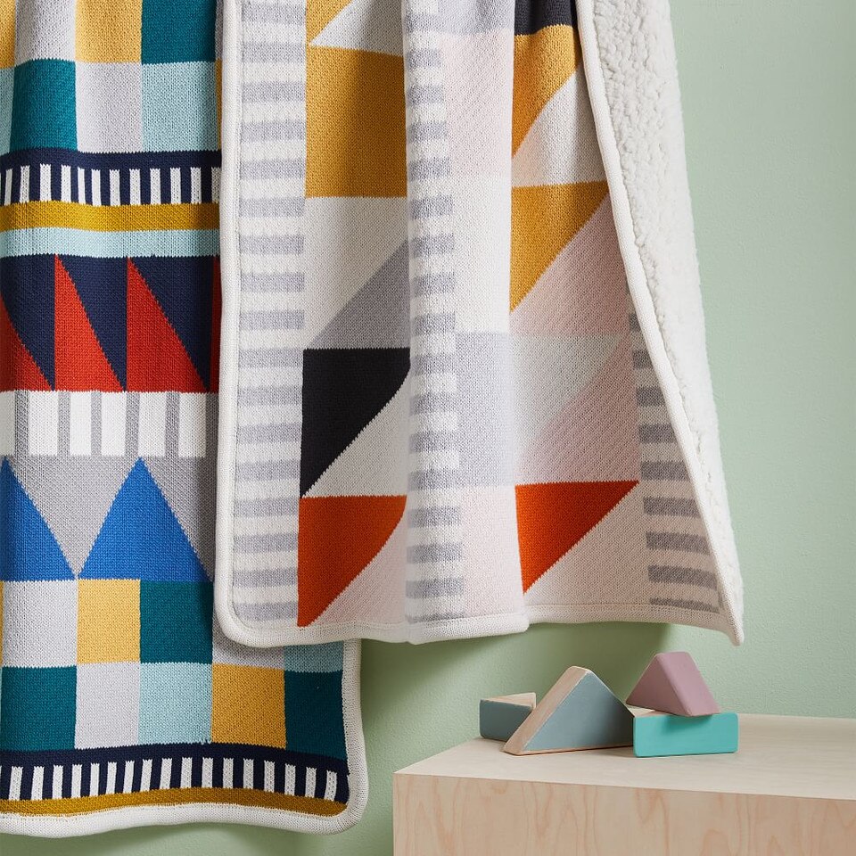 Knit Cotton Baby Blanket - Geometric