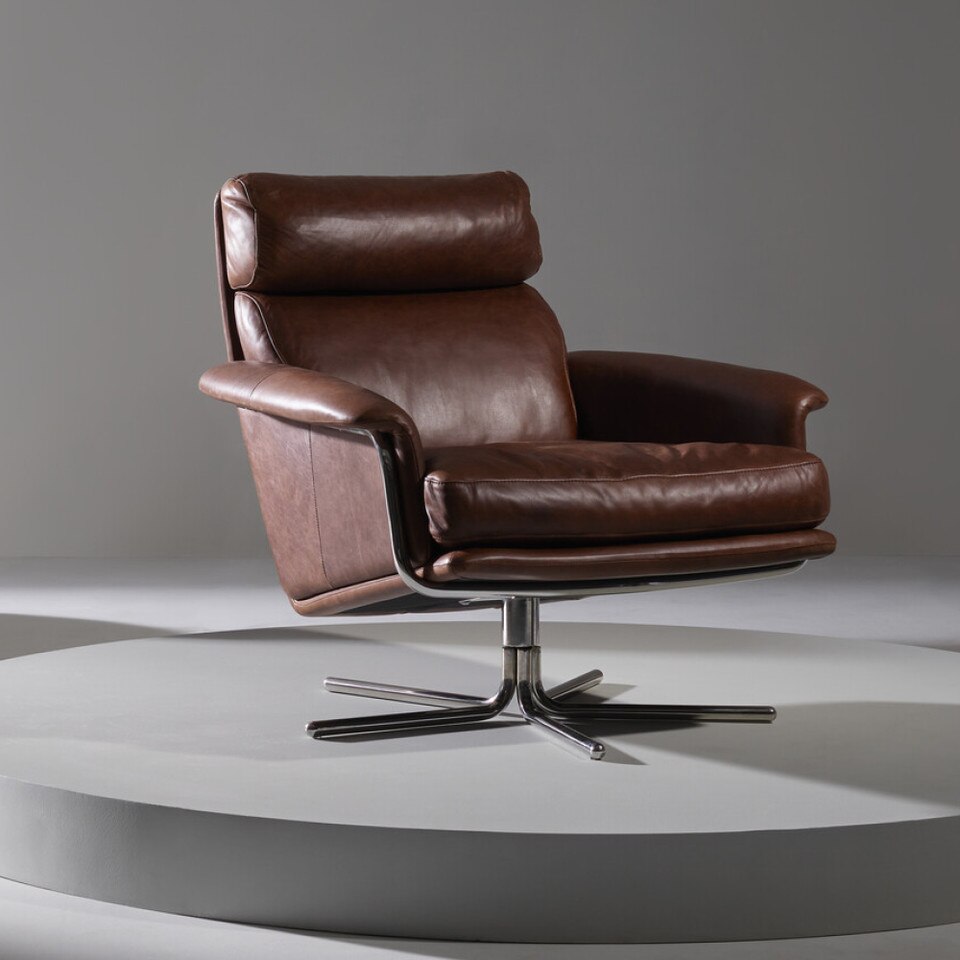 Kristoff Leather Swivel Armchair