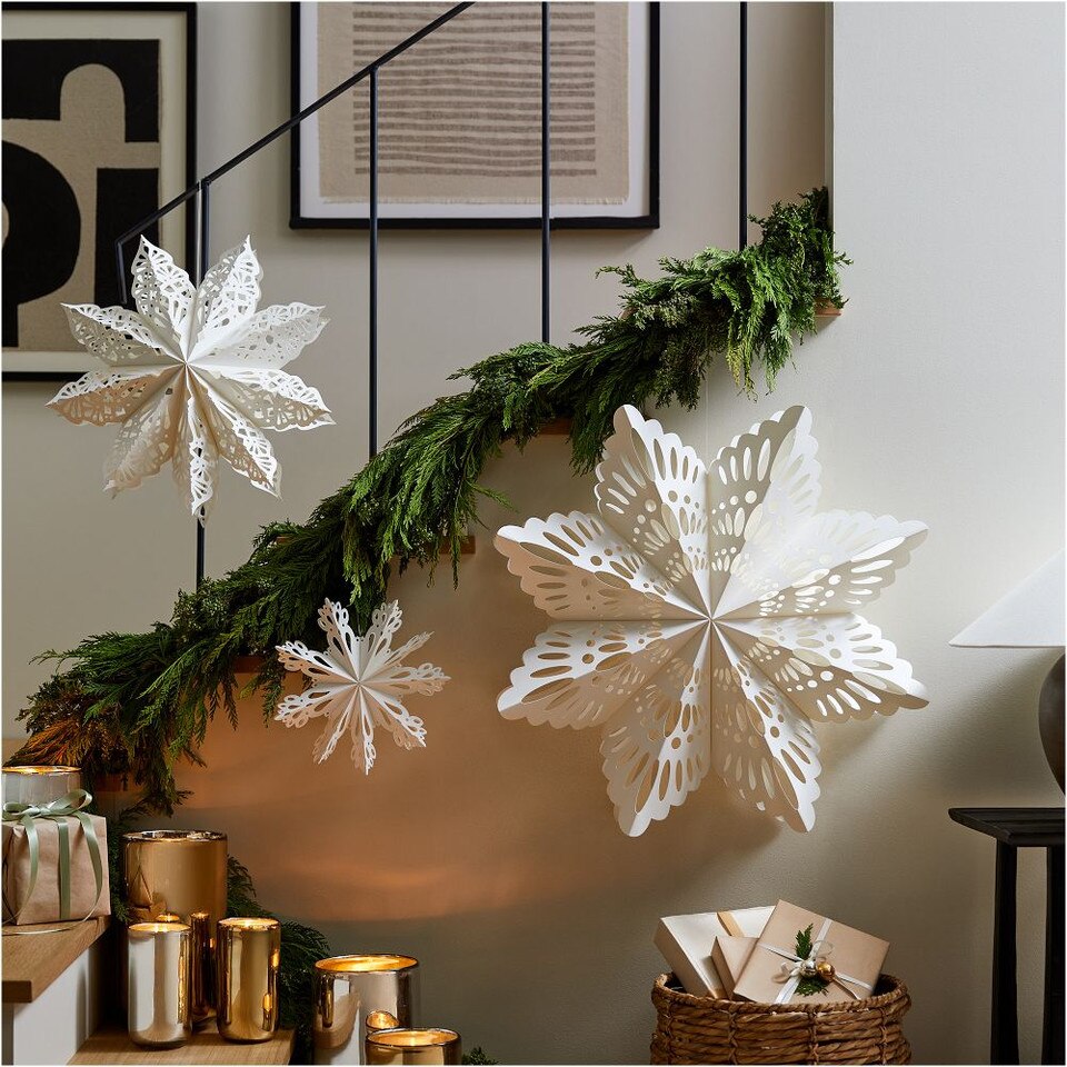Large Paper Snowflake Baubles (Set of 3)