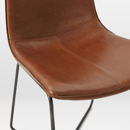 Leather Slope Dining Chair West Elm, Brown Leather Dining Chair