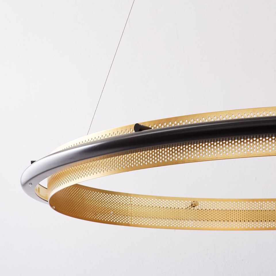 Led Halo Chandelier: Single Hoop Horizontal: Painted Antique Brass