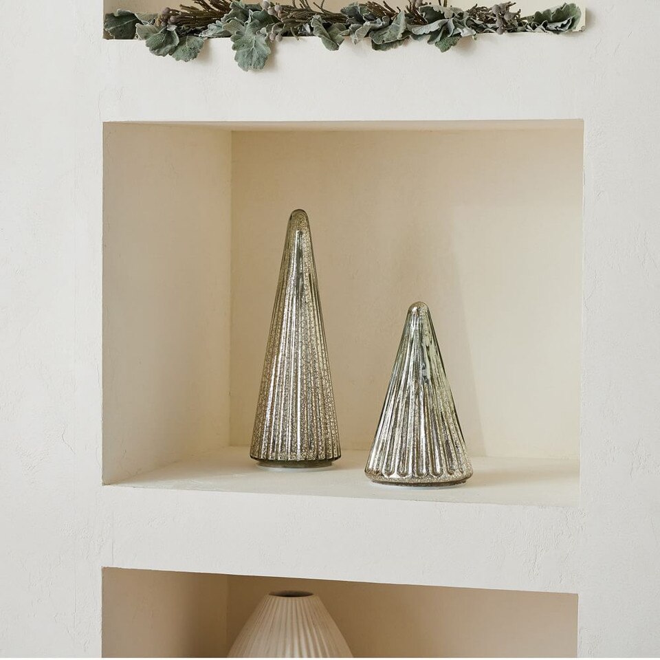 Light-Up Mercury Glass Christmas Trees