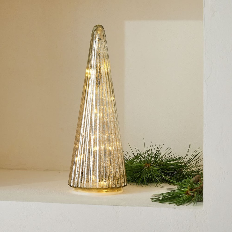 Light-Up Mercury Glass Christmas Trees