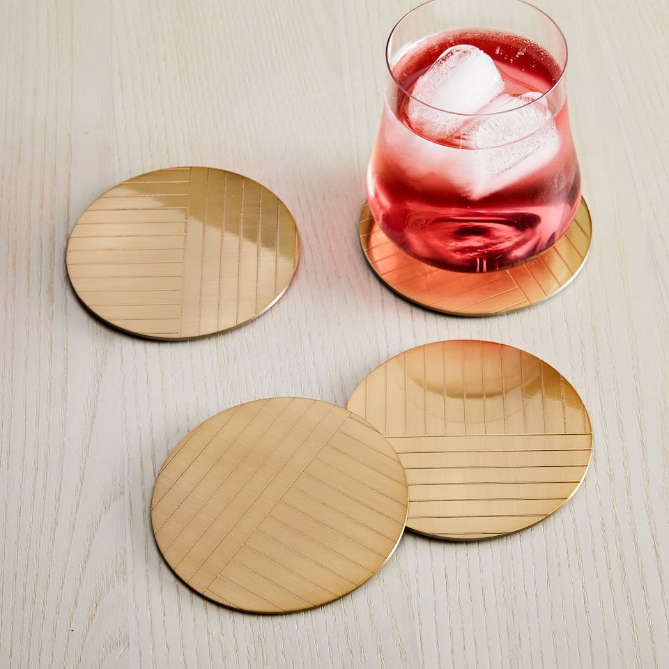Linear Brass Coasters (Set of 4)
