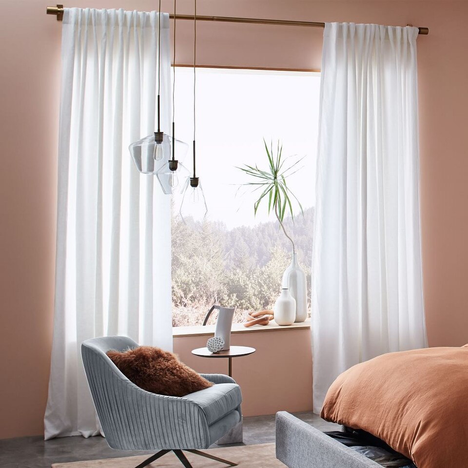 Linen Cotton Blackout Curtain - Stone White