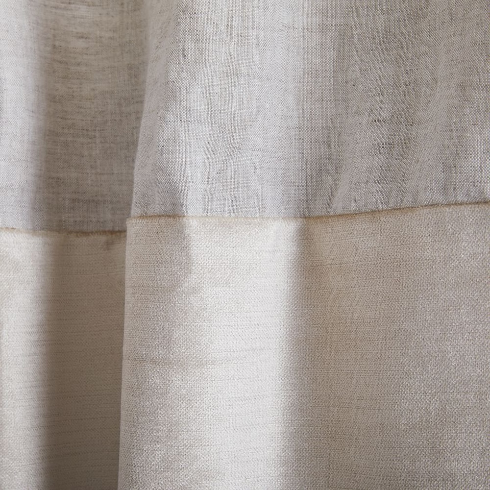 European Flax Linen & Luster Velvet Curtain - Natural/Sand