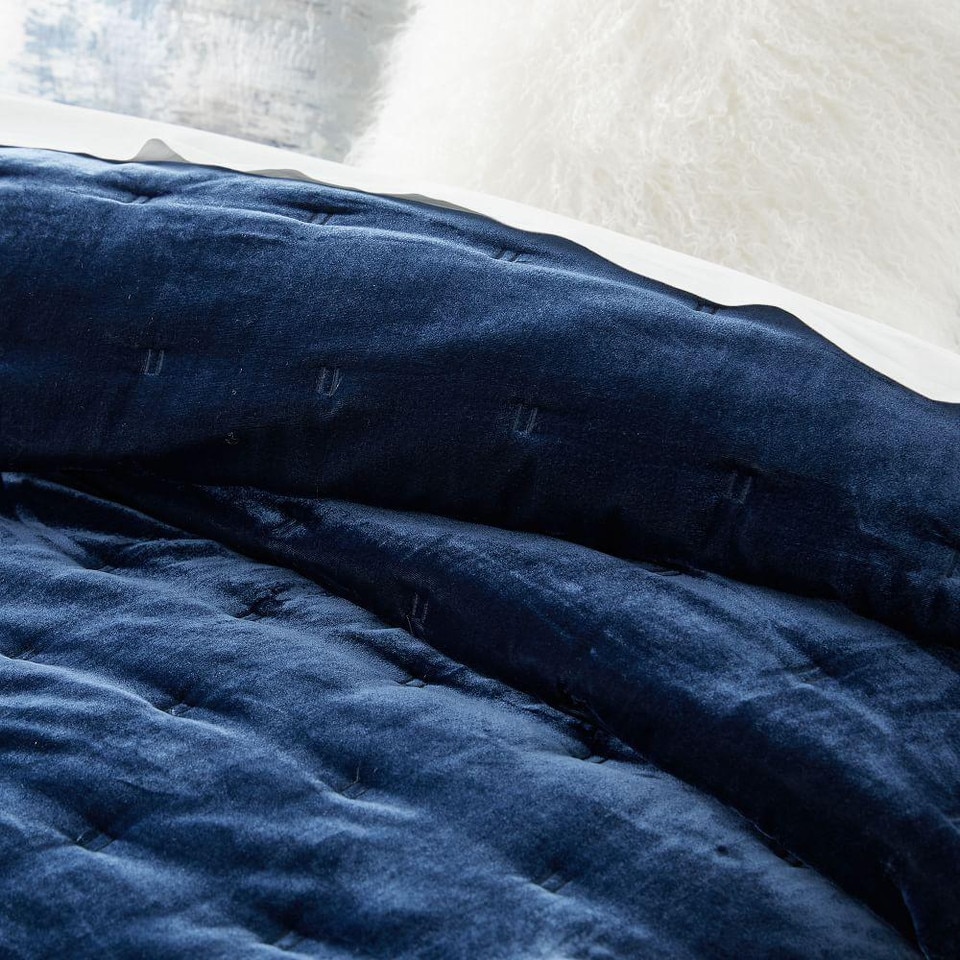 Lush Tack Stitch Bedspread & Pillowcases - Midnight
