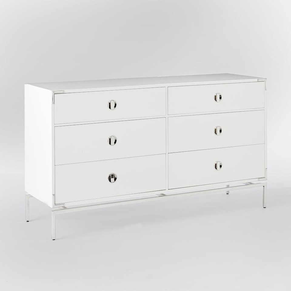Malone Campaign 6-Drawer Chest - White Lacquer