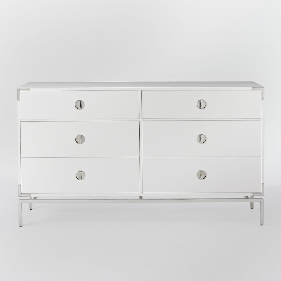 Malone Campaign 6-Drawer Chest - White Lacquer