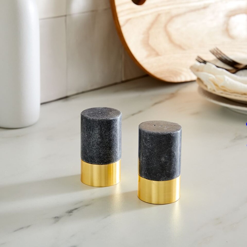 Black Marble Salt & Pepper Shakers west elm United Kingdom