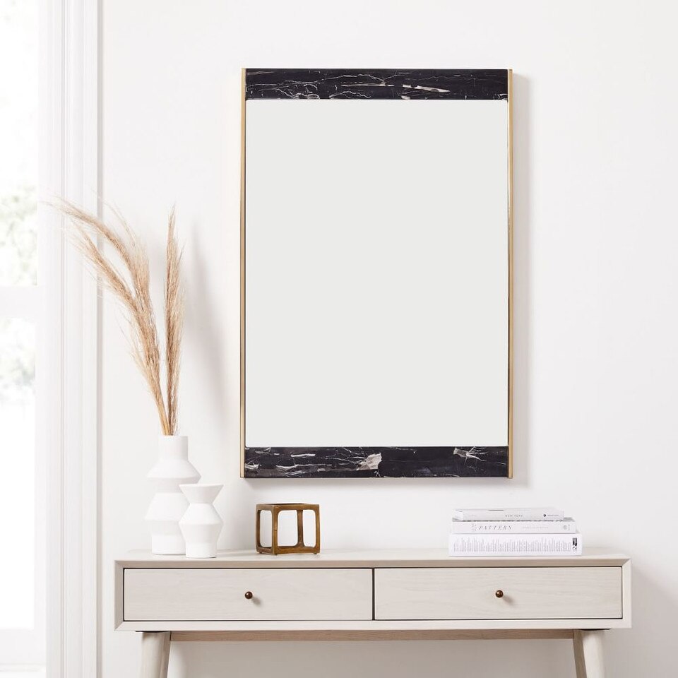 Marble & Brass Wall Mirror - Black