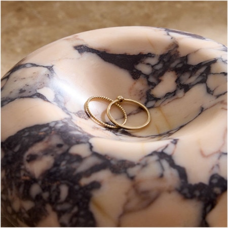 Amaauto Natural Marble Jewelry Tray - 5.5" Arabescato Calacatta Marble, Trinket Dish For Rings & Earrings, Elegant Gift