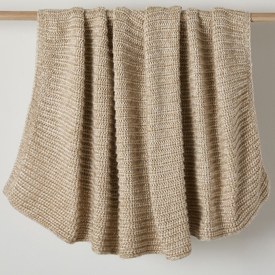 Marled Rib Knit Throw