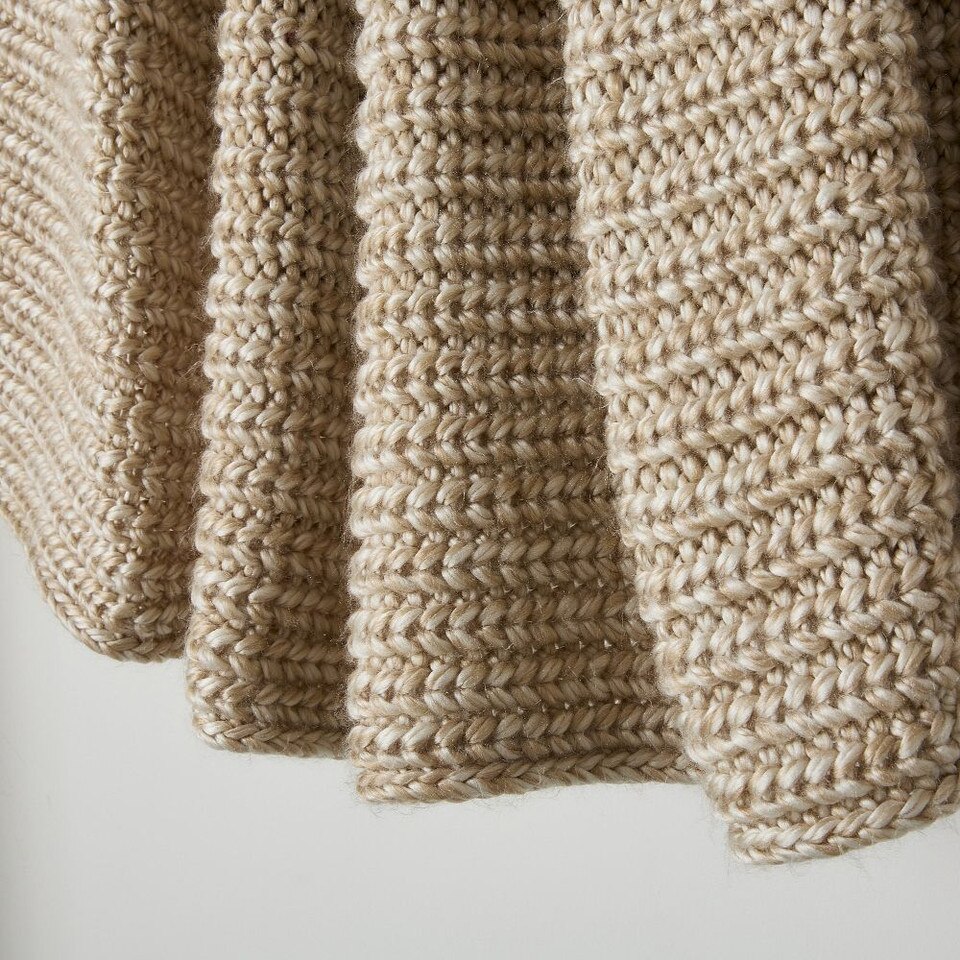 Marled Rib Knit Throw