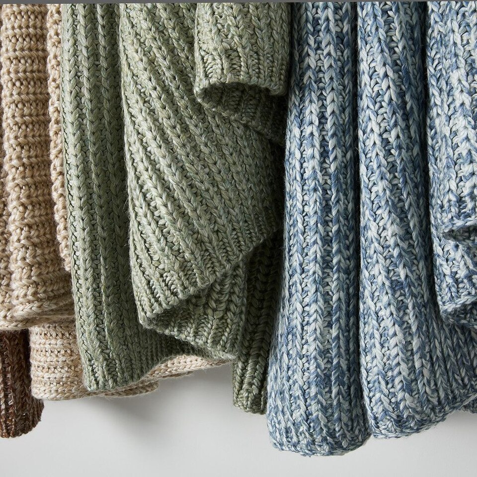 Marled Rib Knit Throw