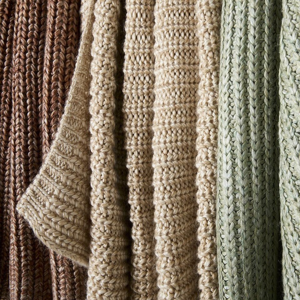 Marled Rib Knit Throw