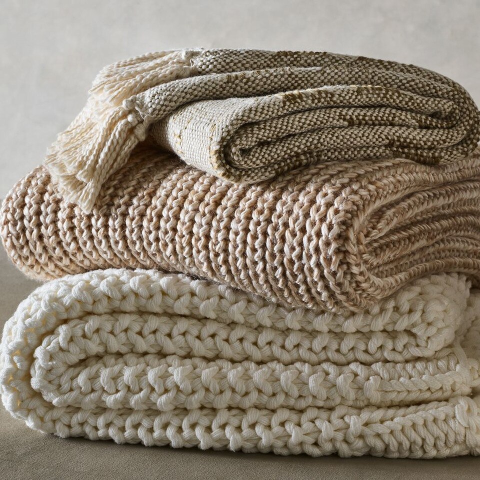 Marled Rib Knit Throw