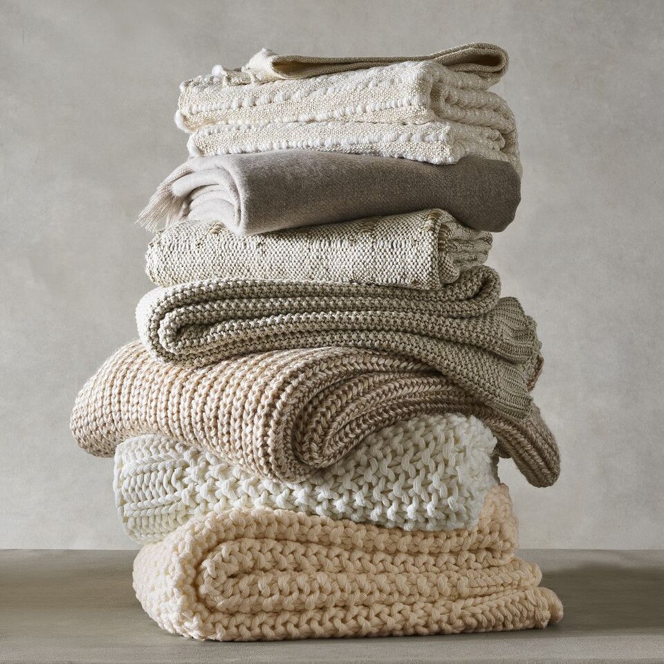 Marled Rib Knit Throw