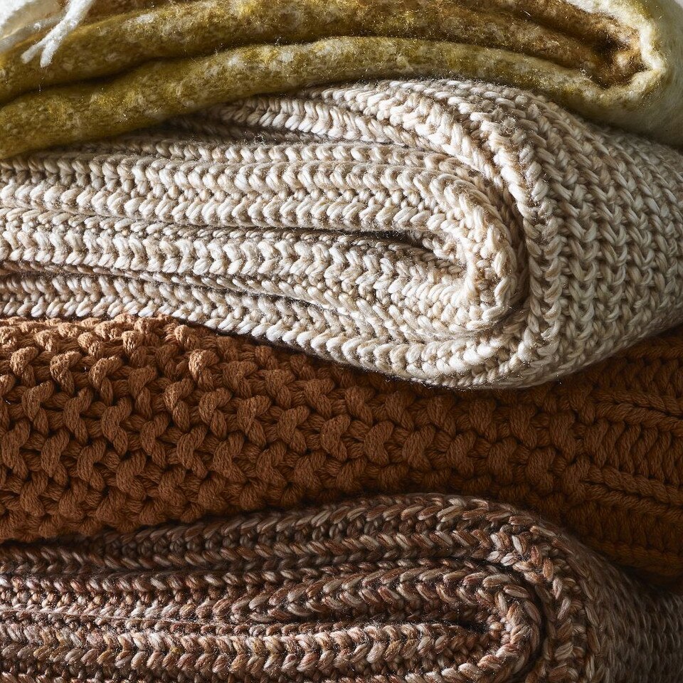 Marled Rib Knit Throw