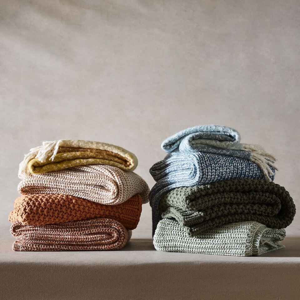 Marled Rib Knit Throw