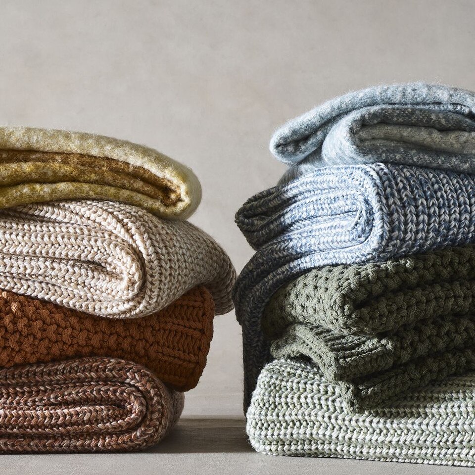 Marled Rib Knit Throw