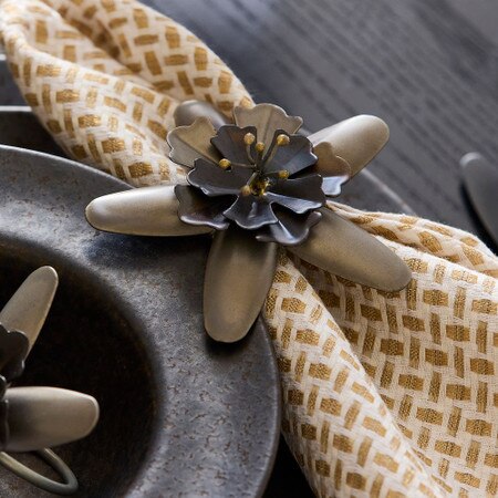 Crate And Barrel Christmas Napkin Rings Metal Floral Napkin Ring