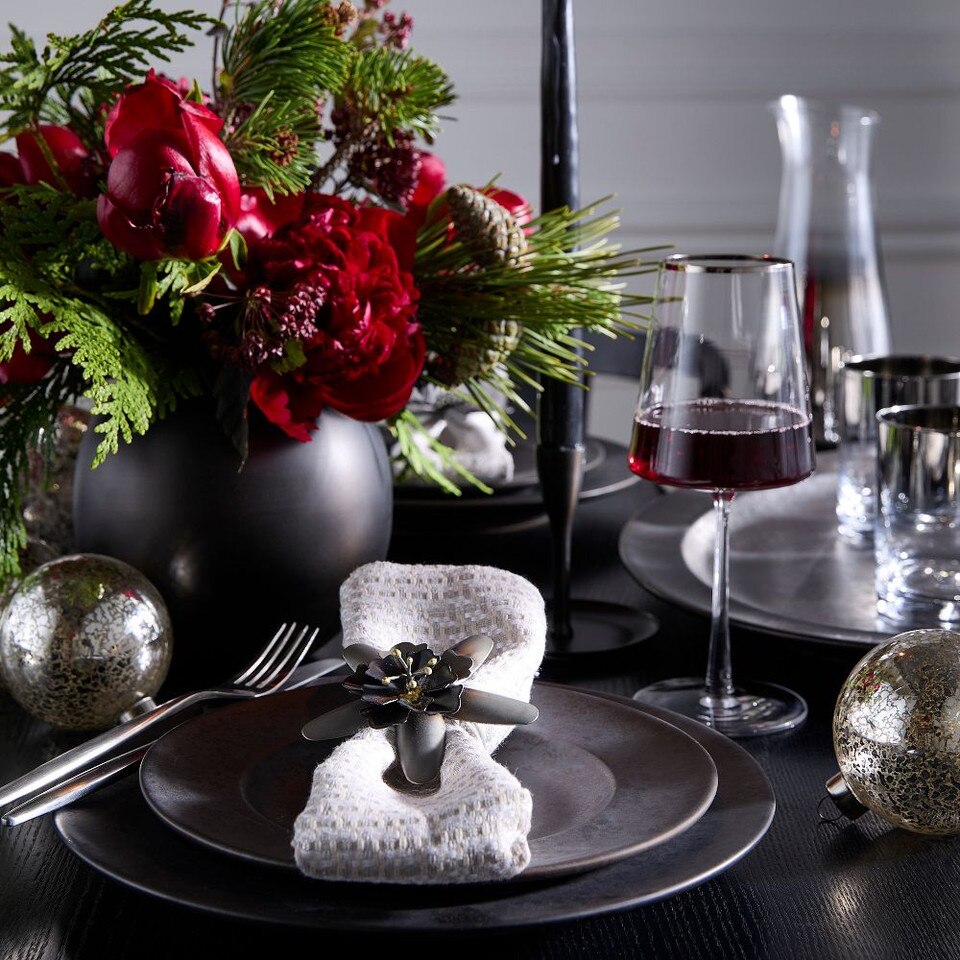 Metal Floral Napkin Ring Sets