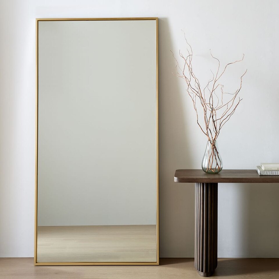 Metal Frame Oversized 198 cm Floor Mirror - Antique Brass