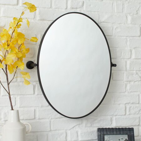 Metal Frame Pivot Wall Mirror Oval West Elm United Kingdom Metal Frame Pivot Wall Mirror Oval, Black Framed Pivot Bathroom Mirror