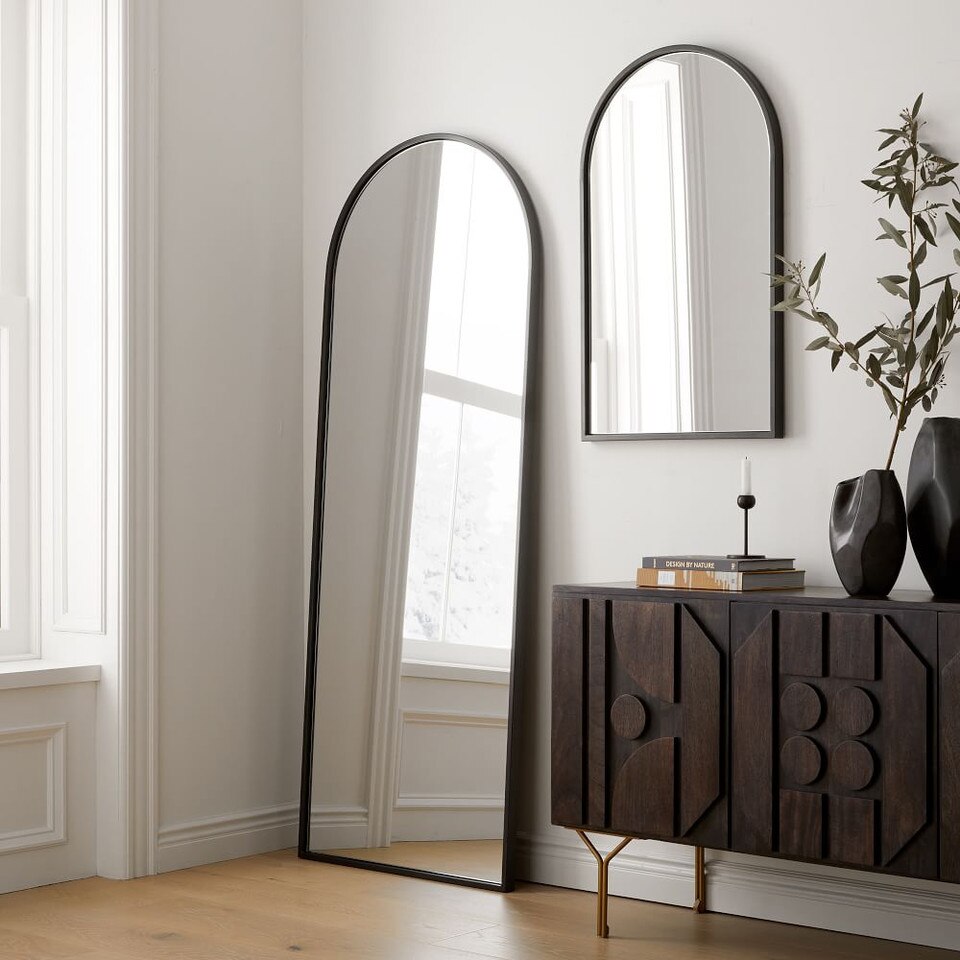Metal Framed Arched Mirrors - Bronze