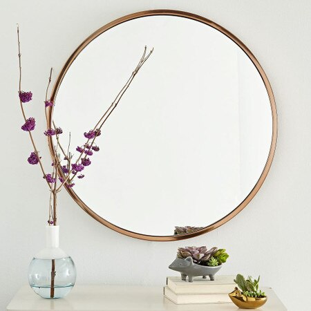 Metal Frame 76 Cm Round Mirror West Elm United Kingdom Metal Frame 76 Cm Round Mirror West, Rose Gold Round Mirror 80cm