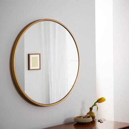 Metal Frame 76 Cm Round Mirror West Elm United Kingdom Metal Frame 76 Cm Round Mirror West, Round Wood Framed Bathroom Mirrors Uk