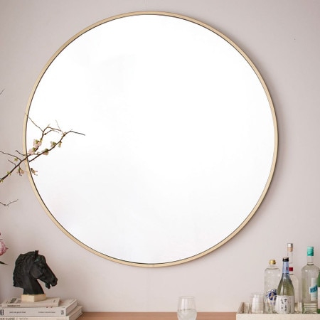 Metal Framed Oversized 122 Cm Round Mirror West Elm United Kingdom Metal Framed Oversized 122 Cm Round, Extra Large Round White Wall Mirror 120cm X
