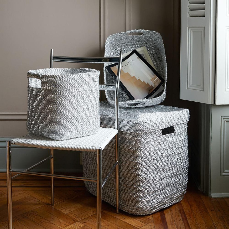 Metallic Woven Hamper