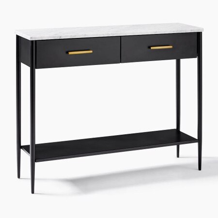 Metalwork Console With Marble Top Hot Rolled Steel Finish West Elm United Kingdom Charm guests right from the door with an entryway table.