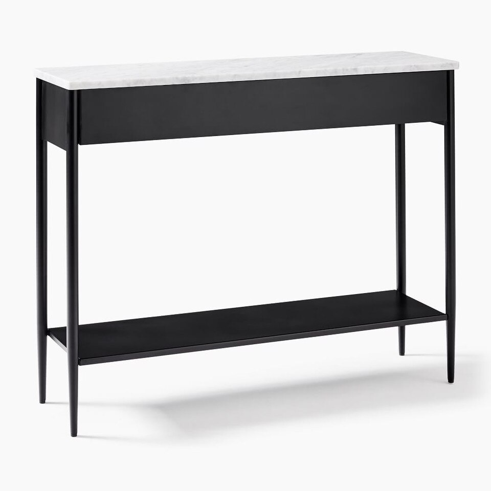 Metalwork Console With Marble Top - Hot-Rolled Steel Finish