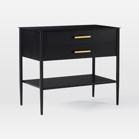 Metalwork Bedside Table With Marble Top Hot Rolled Steel Finish West Elm United Kingdom