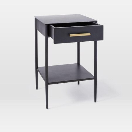 Metalwork Bedside Table With Handle Hot Rolled Steel Finish