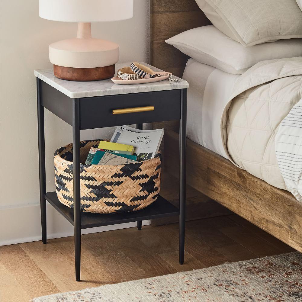 Metalwork Bedside Table With Marble Top 