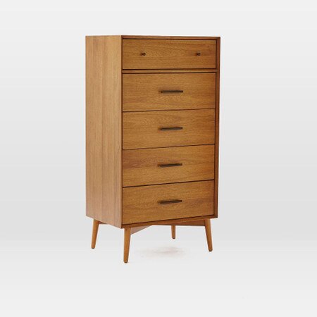 Mid Century 5 Drawer Chest Narrow West Elm United Kingdom
