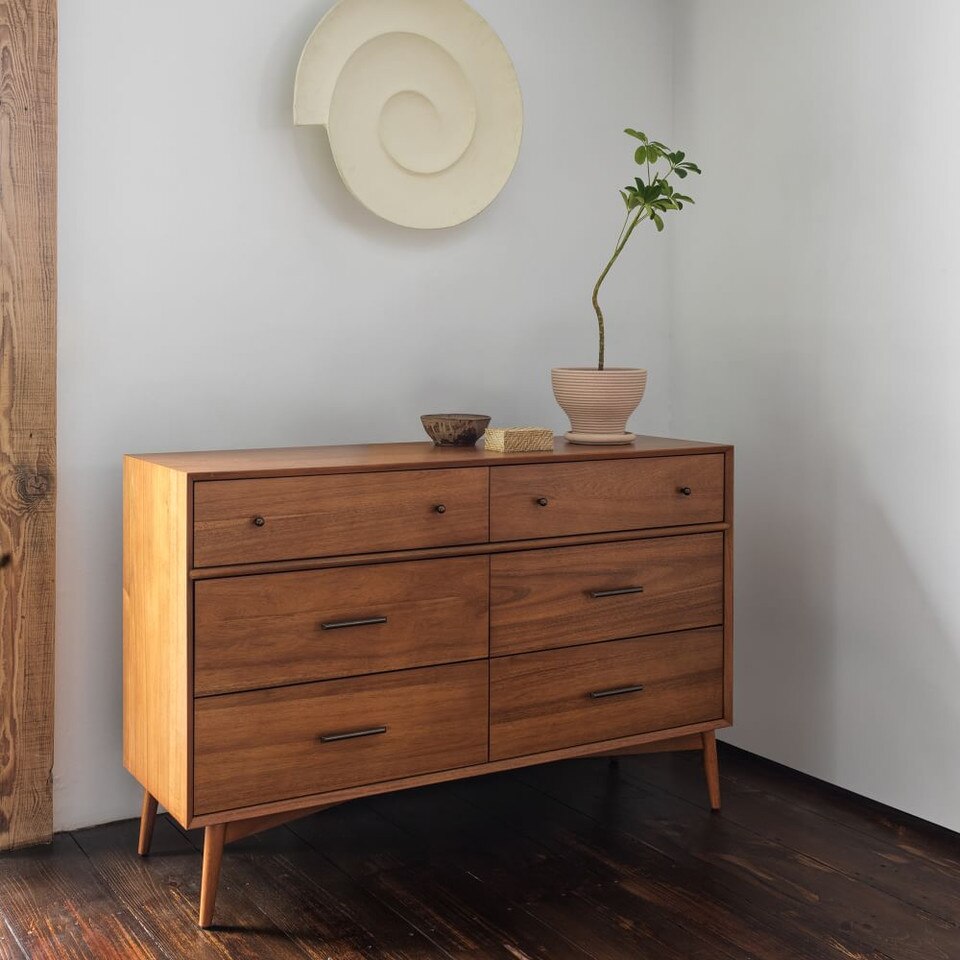 Mid-Century Modern 6-Drawer Chest (142 cm)