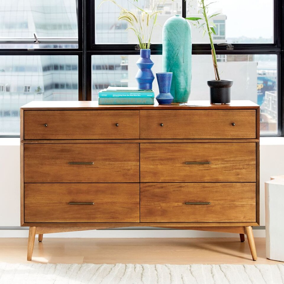 Mid-Century Modern 6-Drawer Chest (142 cm)