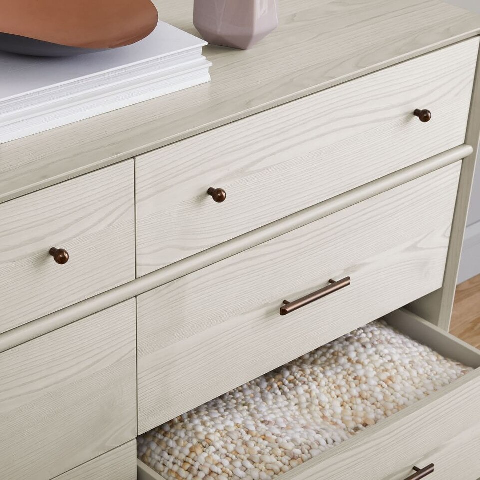 Mid-Century Modern 6-Drawer Chest (142 cm) - Pebble
