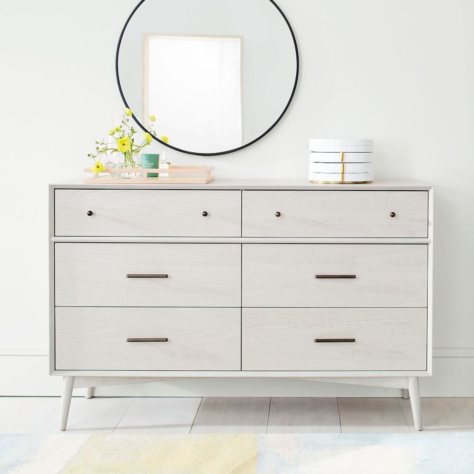 Mid-Century Modern 6-Drawer Chest (142 cm) - Pebble