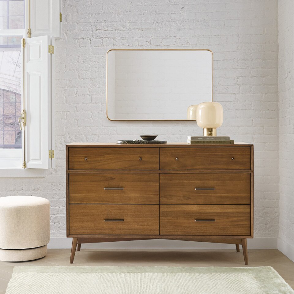 Mid-Century Modern 6-Drawer Chest (142 cm)