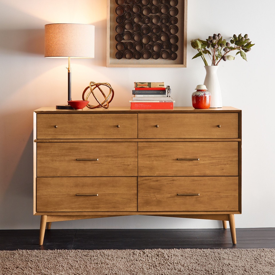 Mid-Century Modern 6-Drawer Chest (142 cm)