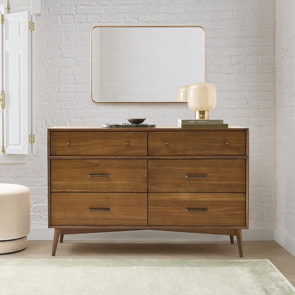 Mid-Century Modern 6-Drawer Chest (142 cm)