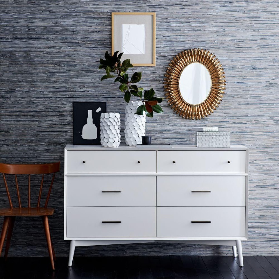 Mid-Century 6-Drawer Chest - White
