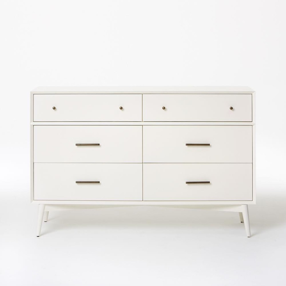 Mid-Century 6-Drawer Chest - White