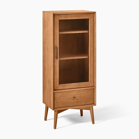 Mid Century Bathroom Cabinet West Elm United Kingdom West elm bathroom shelf with custom marble top and cb2 storage cubes.